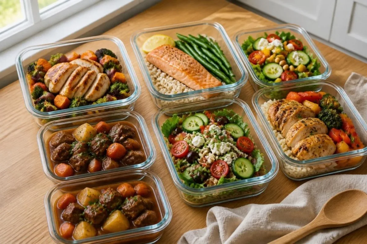 Una semana de comidas en envases de vidrio
